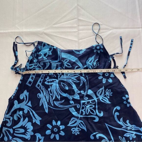 Rare Y2K Victoria’s Secret Silk Charmeuse Blue Print Slip Dress Size Medium - Picture 11 of 12